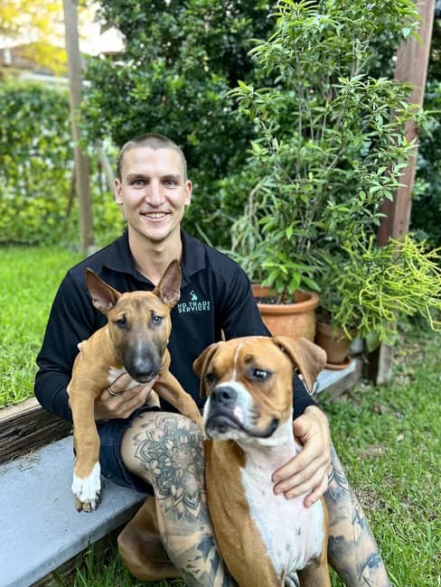 Hayden with his two dogs