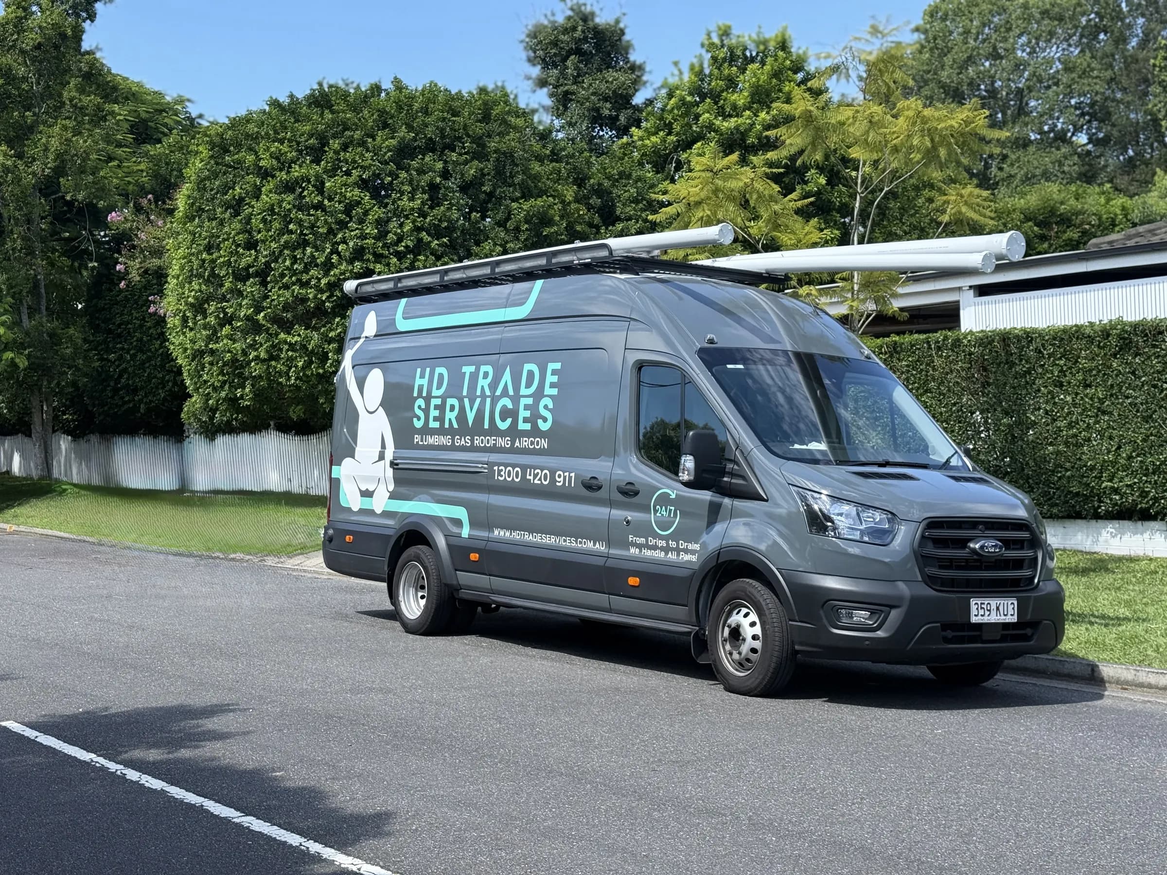 The HD Trade Services van parked on a Brisbane street