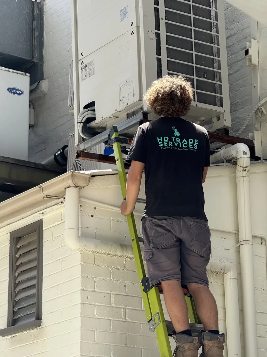 Condenser serviced up the ladder - after
