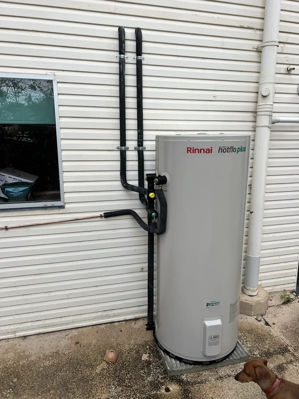 Rinnai Hotflo Plus on a weatherboard home - after