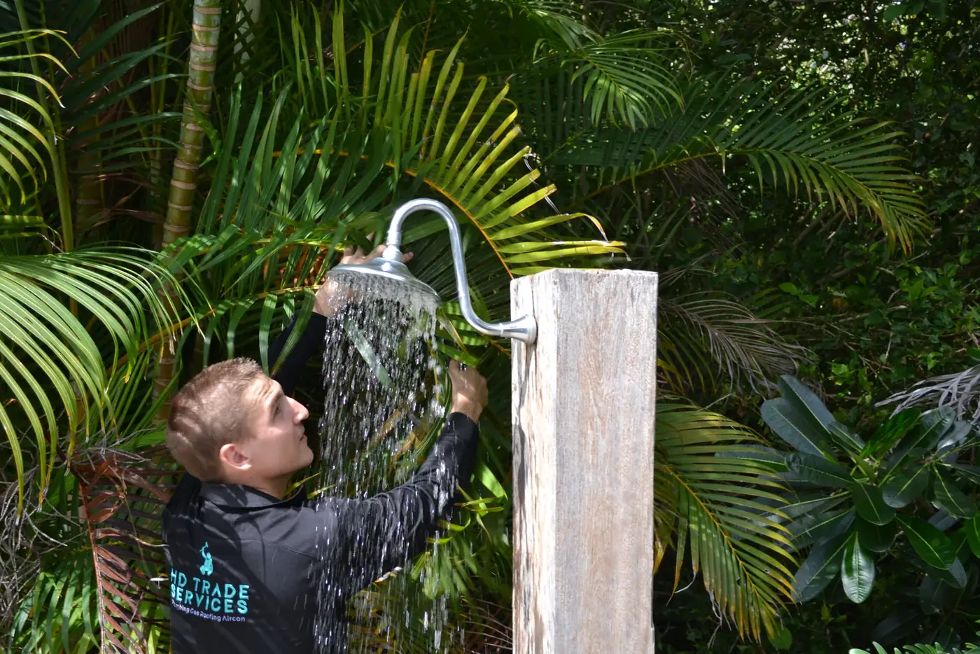 Outdoor shower plumbed in - after